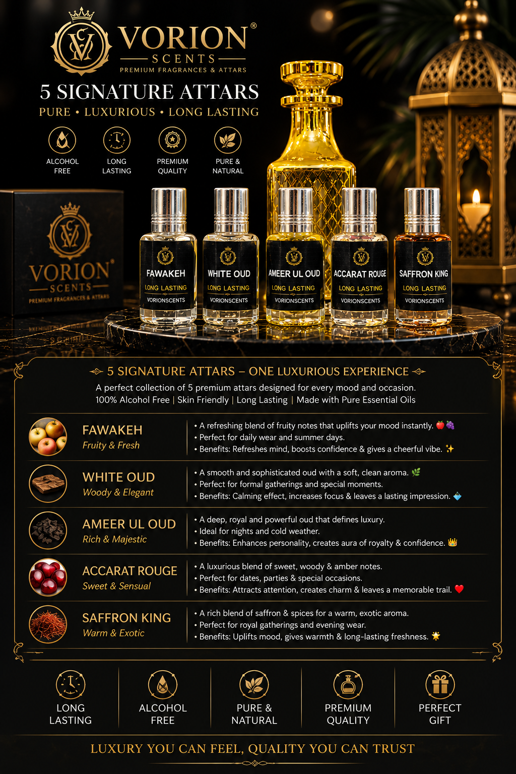 5 Signature Attar Deal Fragrances (12ML Each)